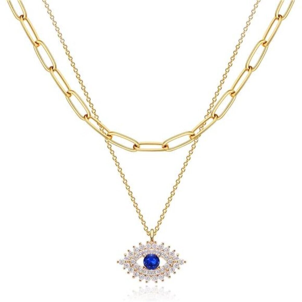 Layered Heart Necklace Pendant Handmade 18k Gold Plated Dainty Choker Arrow